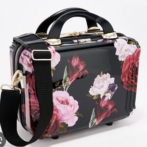 Triforce hard side travel cosmetic case with long removable strap